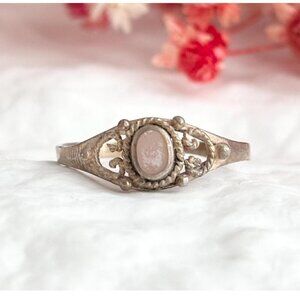 Mother of Pearl Rope Accented Southwest 925 Sterling Silver Vintage Ring - sz 8